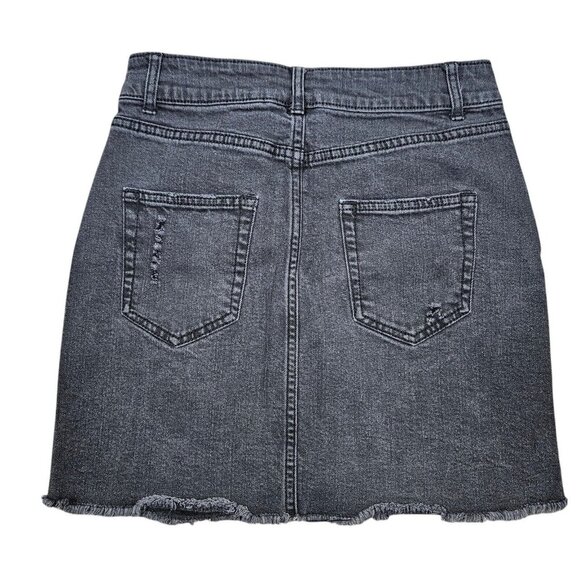 Wild Fable‎ Womens Size 2 Black Denim Ripped Destroyed Jean Cut Off Mini Skirt - Picture 2 of 3